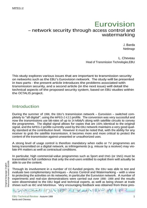 Eurovision — security through access control and watermarking