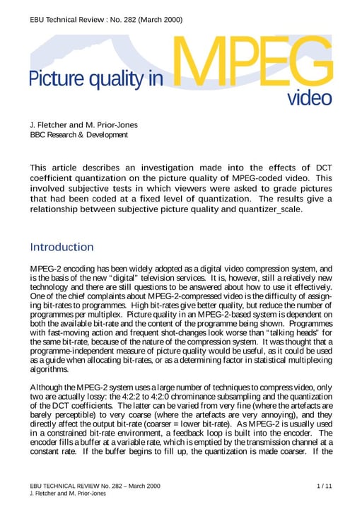 Picture quality in MPEG video
