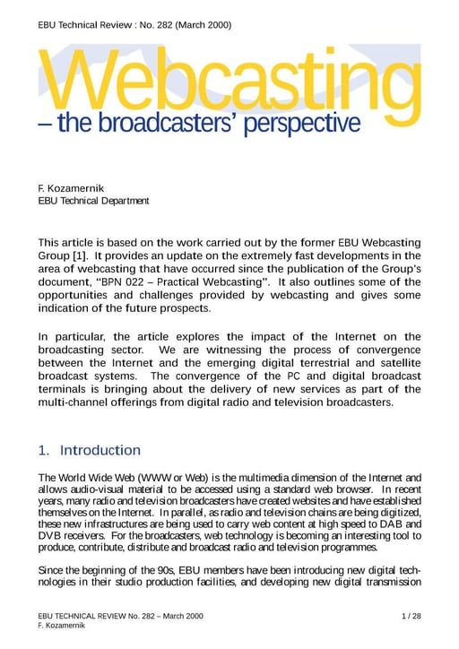 Webcasting — the broadcasters' perspective
