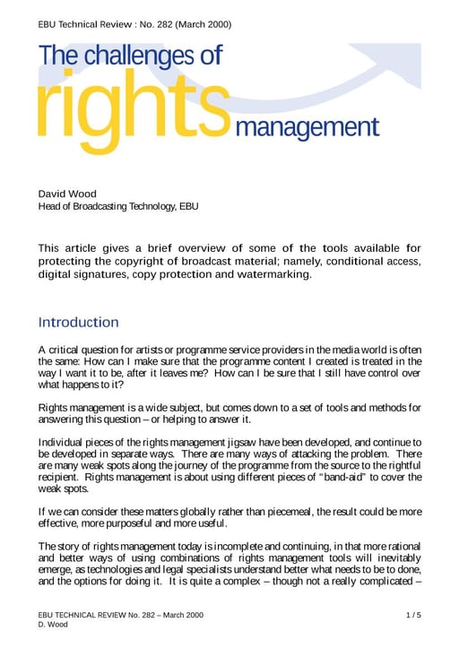 The challenges of rights management