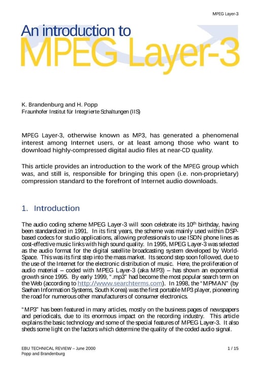 An introduction to MPEG Layer-3 (MP3)