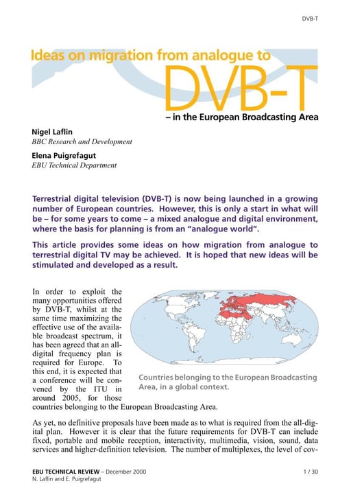 Ideas on migration from analogue to DVB-T – in Europe