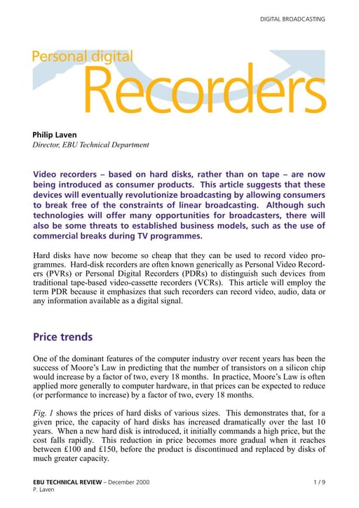Personal digital recorders