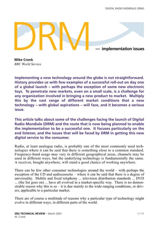 DRM — implementation issues