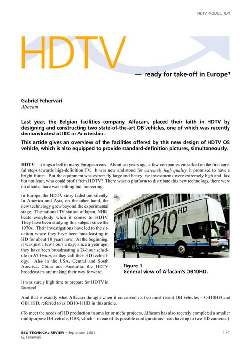 HDTV — ready for take-off in Europe?