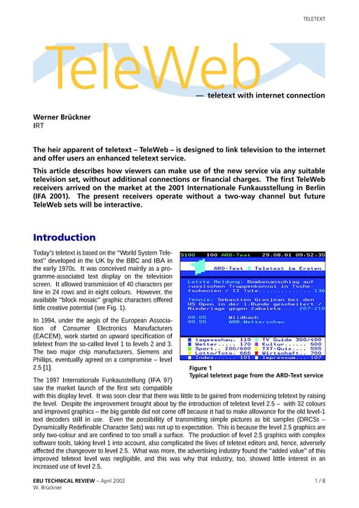 TeleWeb — teletext with internet connection