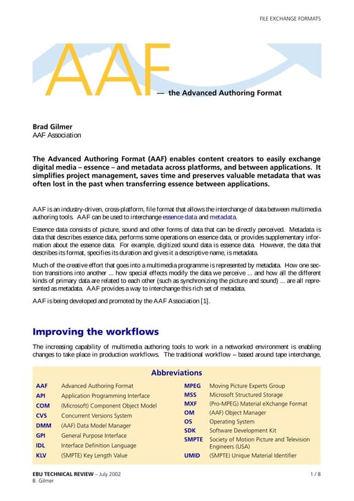 AAF — the Advanced Authoring Format