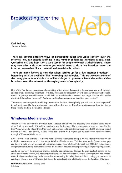 Broadcasting over the Web