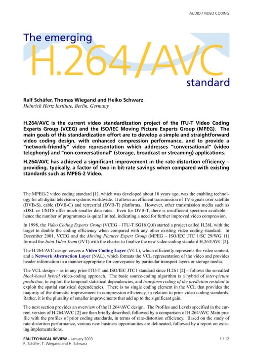 The emerging H.264/AVC standard