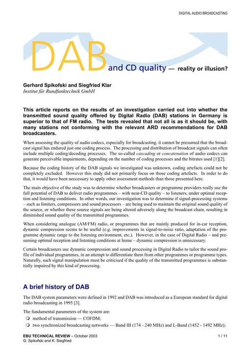 DAB and CD quality — reality or illusion