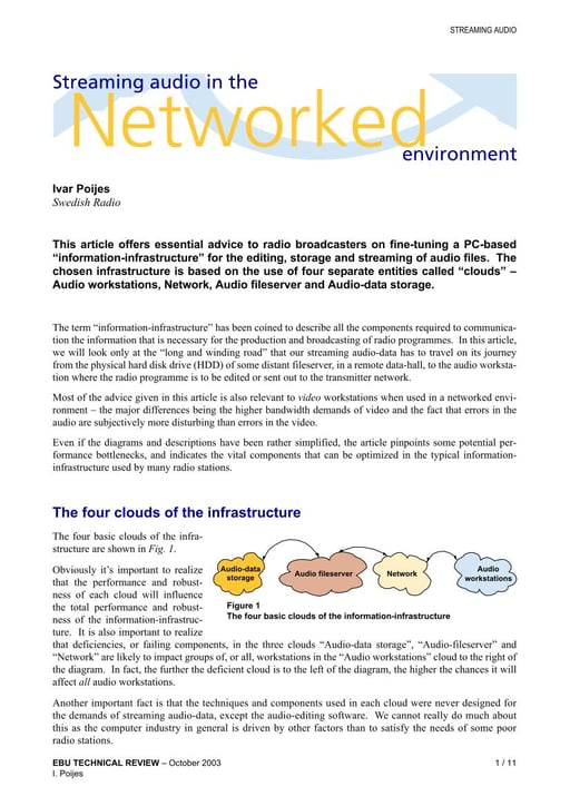 Streaming audio in the networked environment