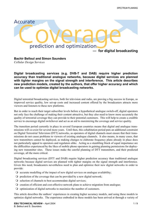 Accurate coverage prediction and optimization