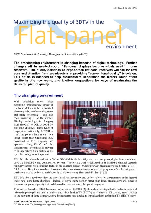 Maximizing the quality of SDTV in the flat-panel environment