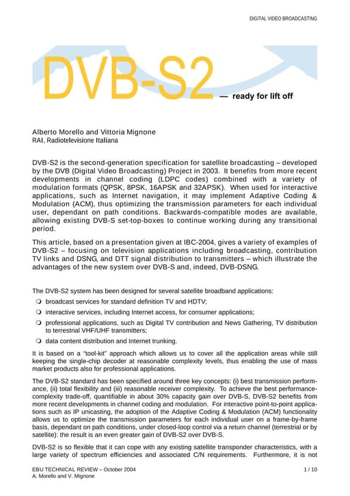 DVB-S2 — ready for lift off
