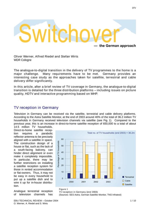 Switchover — the German approach