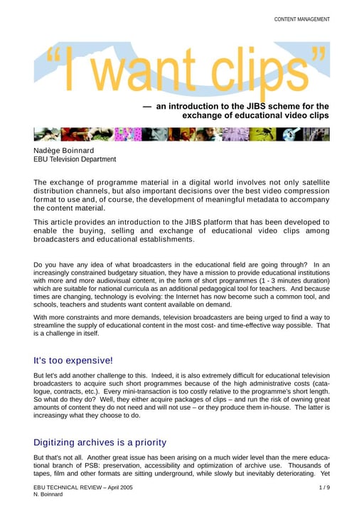 Introduction to JIBS exchange of educational video clips