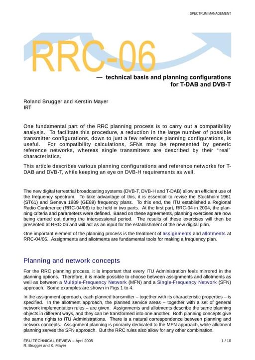 RRC-06 — planning configurations for T-DAB and DVB-T