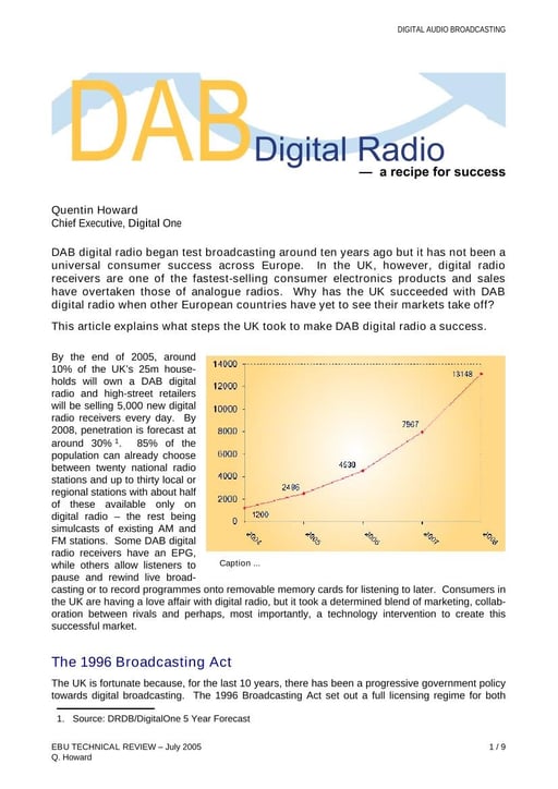 DAB digital radio — a recipe for success