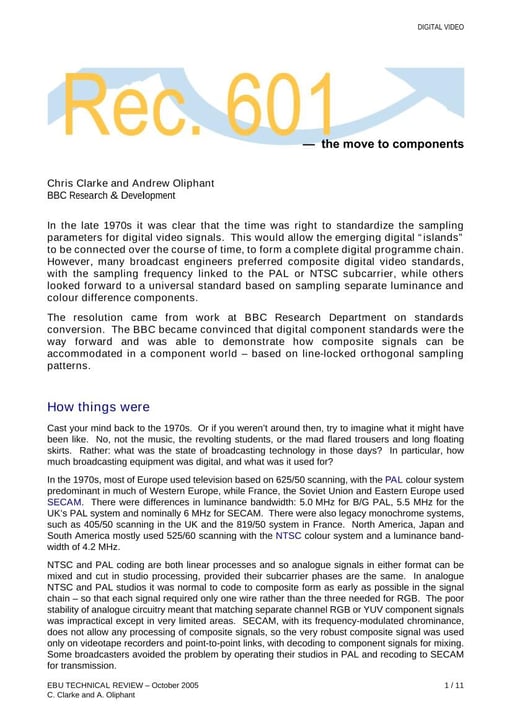 Rec. 601 — the move to components
