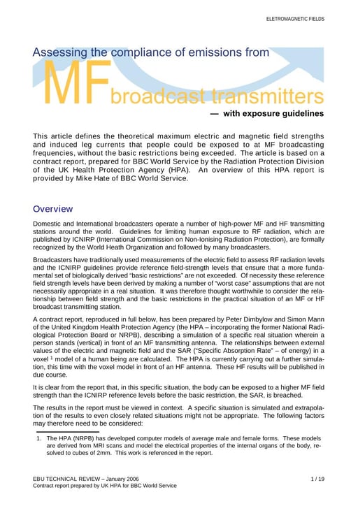 Assessing the compliance of emissions from MF broadcast transmitters