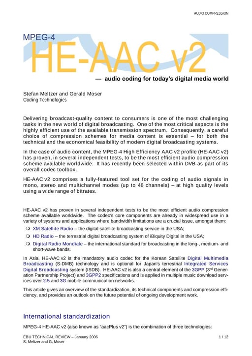 MPEG-4 HE-AAC v2 — audio coding for today's digital media world