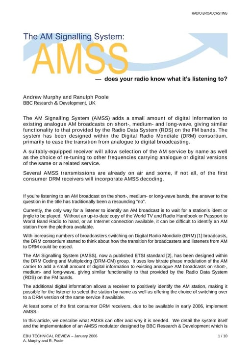 AMSS — does your radio know what it is listening to?