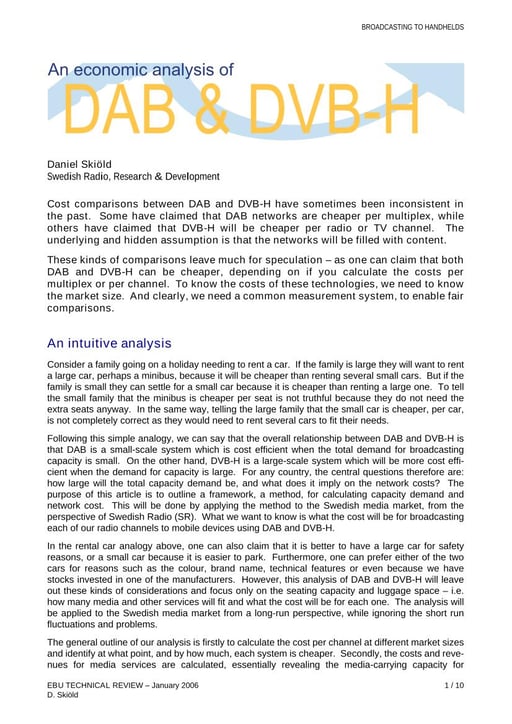 An economic analysis of DAB & DVB-H