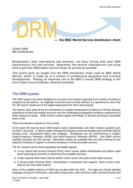 DRM — The BBC World Service distribution chain