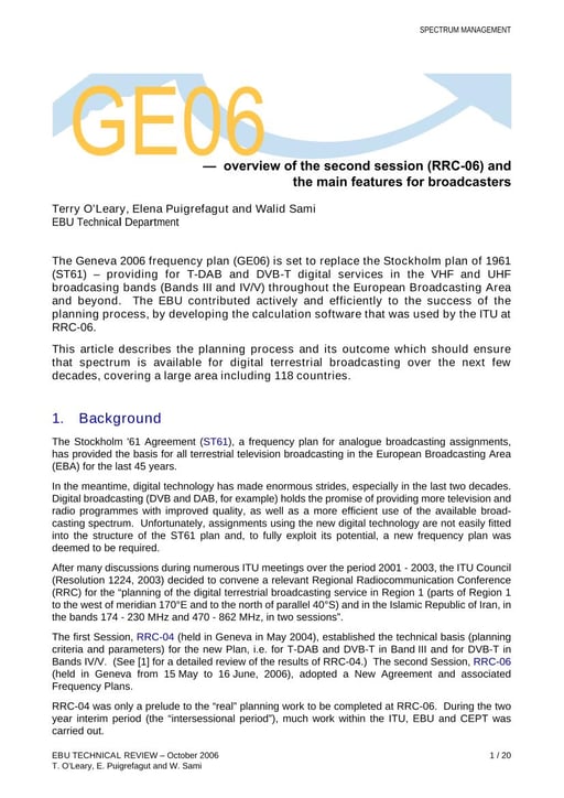 GE06 — overview of the second session (RRC-06)