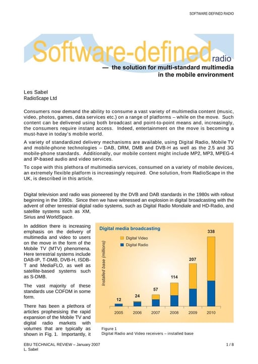 Software-defined radio — for mobile multi-standard multimedia