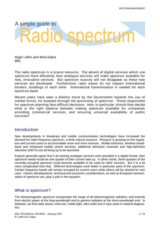 A simple guide to Radio spectrum