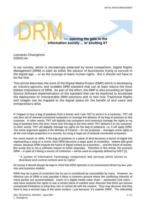 DRM — opening the gate to the information society ... or shutting it?