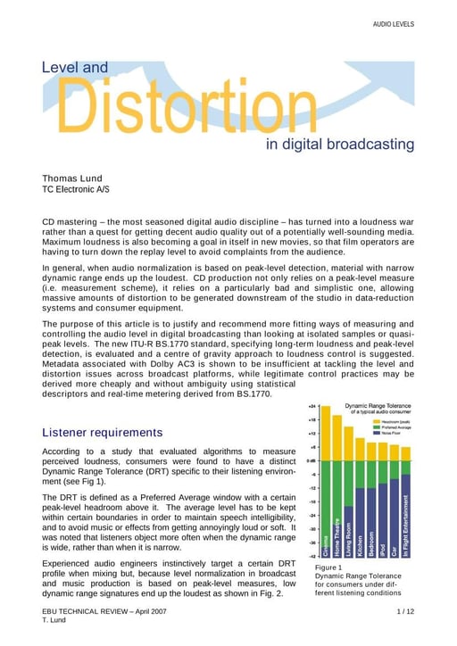 Level and distortion in digital broadcasting