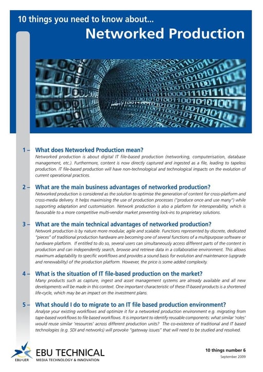 10 things you need to know about: Networked Production