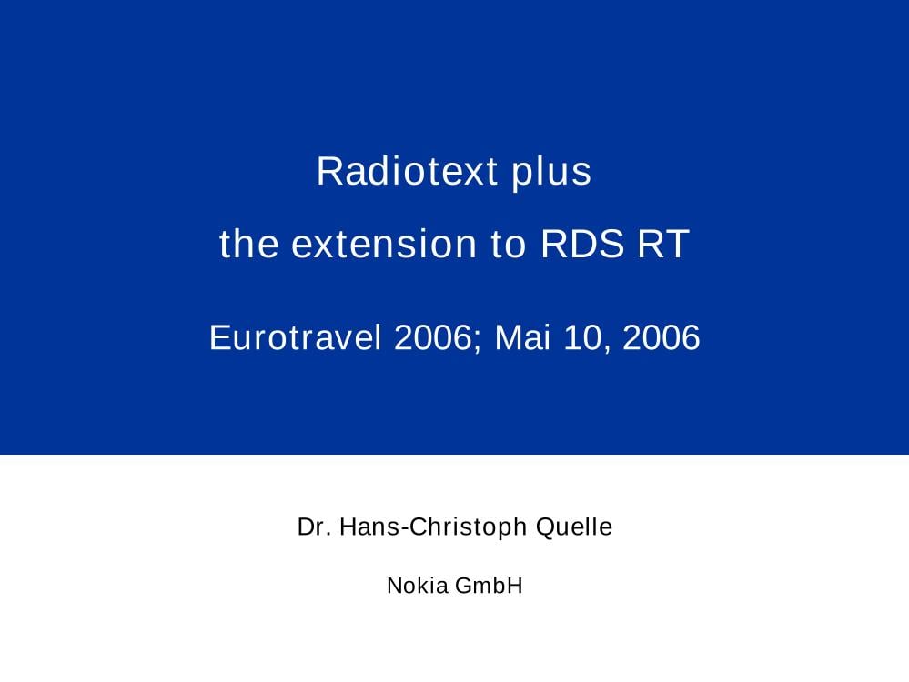 Radiotext plus the extension to RDS RT