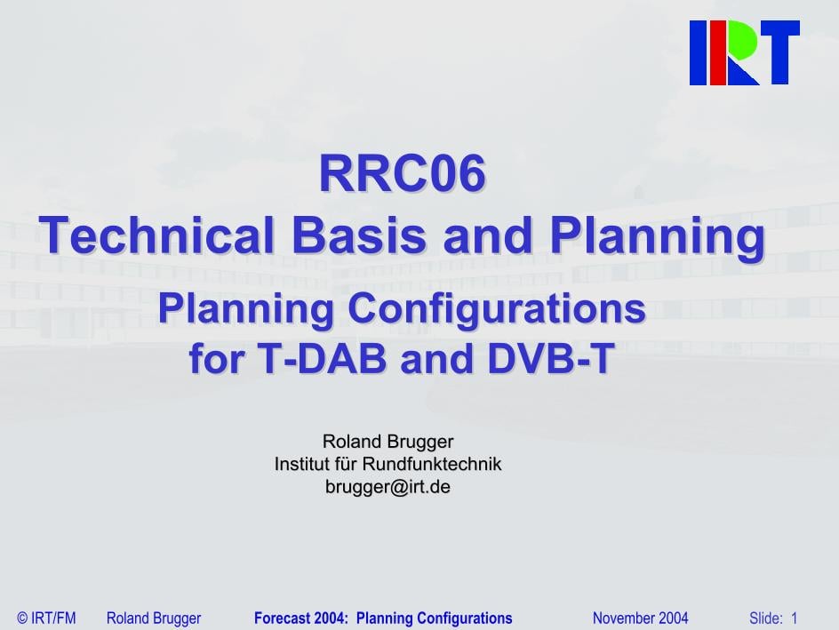 Planning configurations for T-DAB, DVB-T and DVB-H