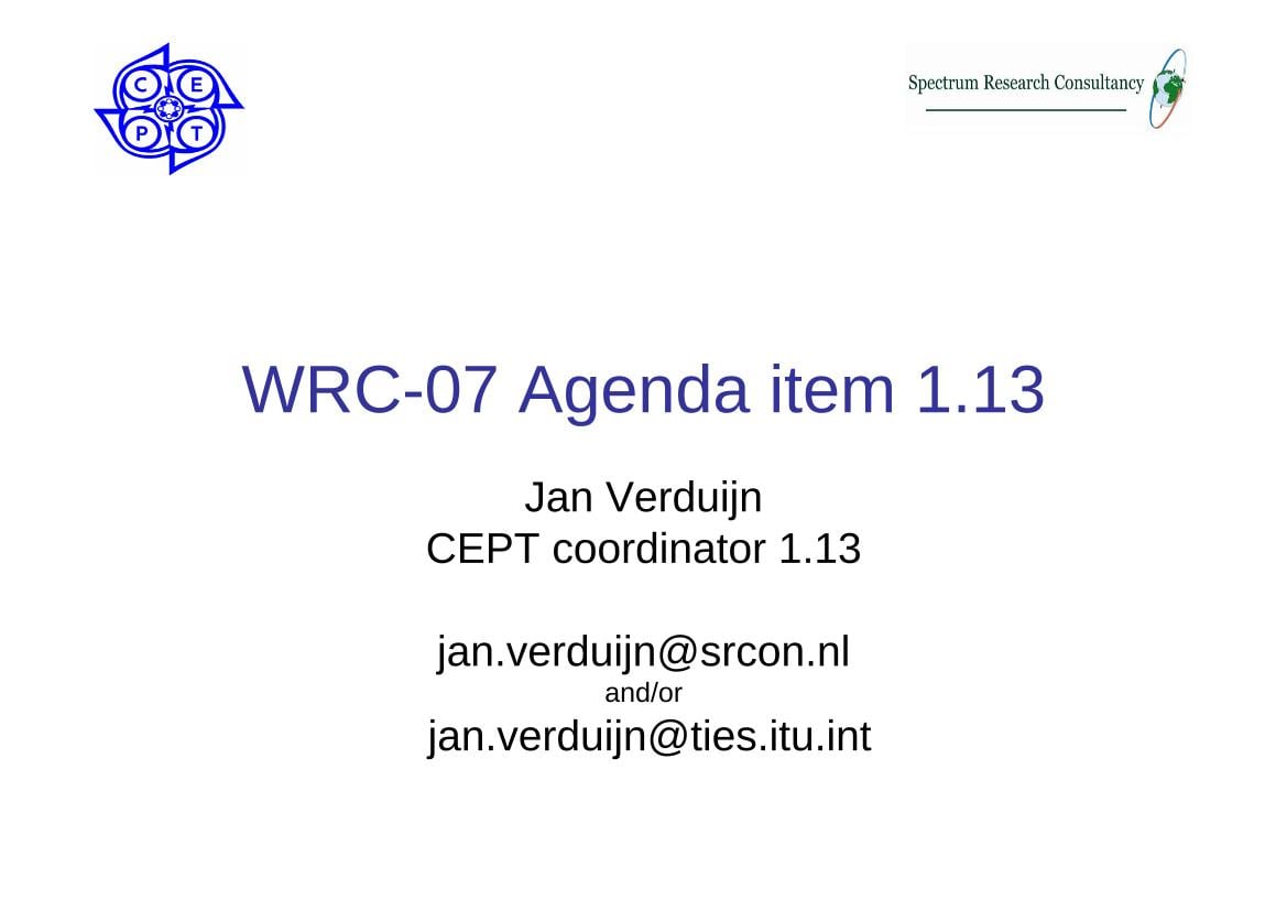 Progress in the preparation of the WRC-07