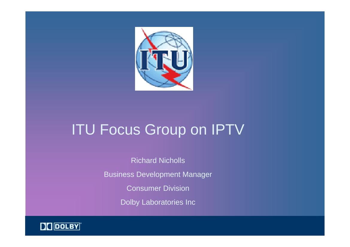 ITU Focus Group on IPTV