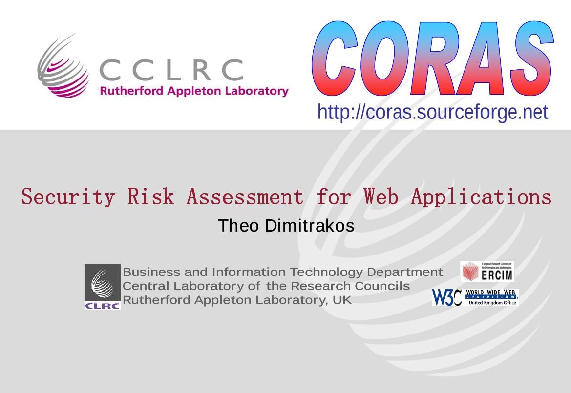 Security Risk Assessment for Web Applications - The Coras project model