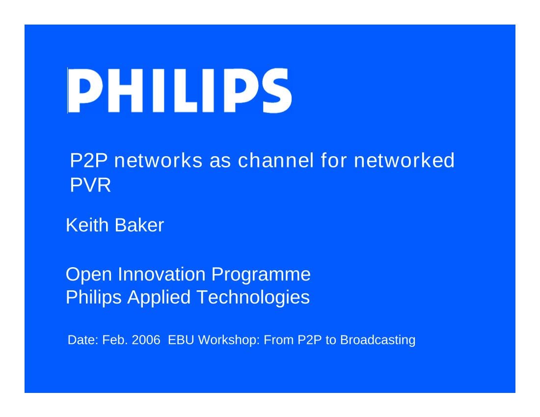 P2P networks as channel for networked PVR