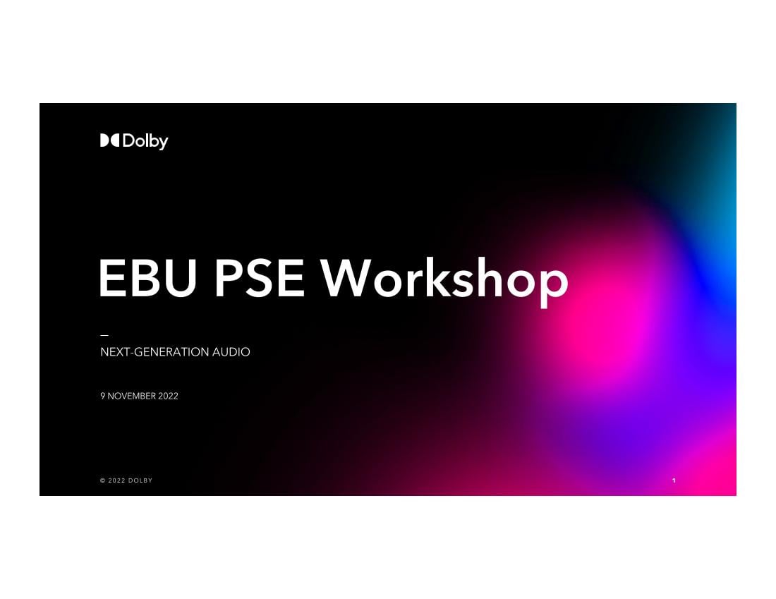 Dolby Introduction