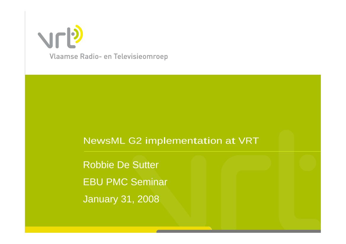 NewsML G2 implementation at VRT