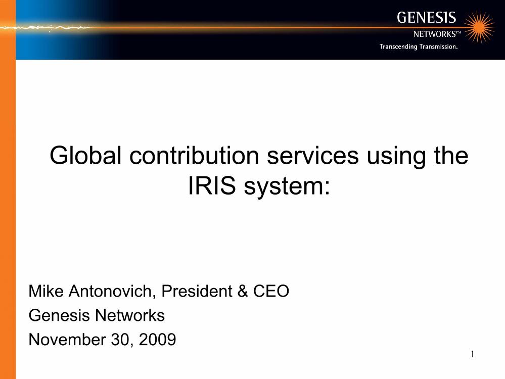 Global contribution services using the IRIS system
