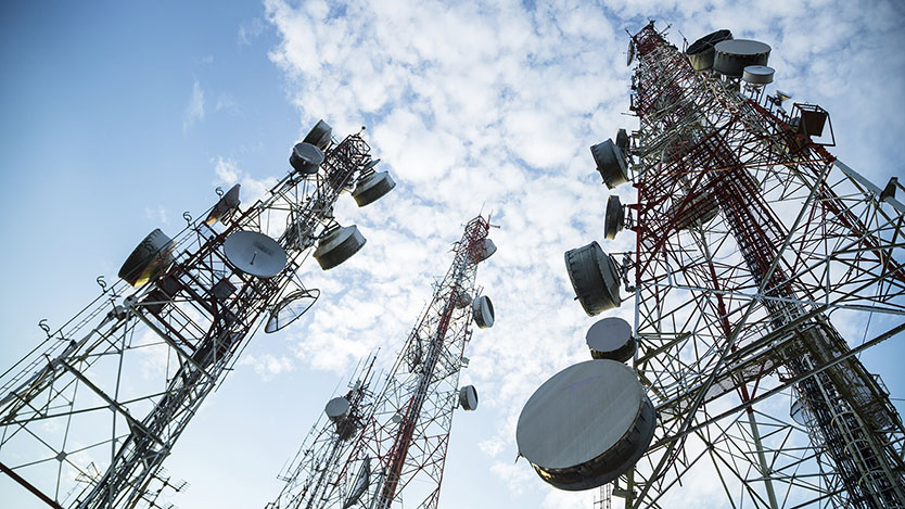 Telecommunication mast TV antennas
